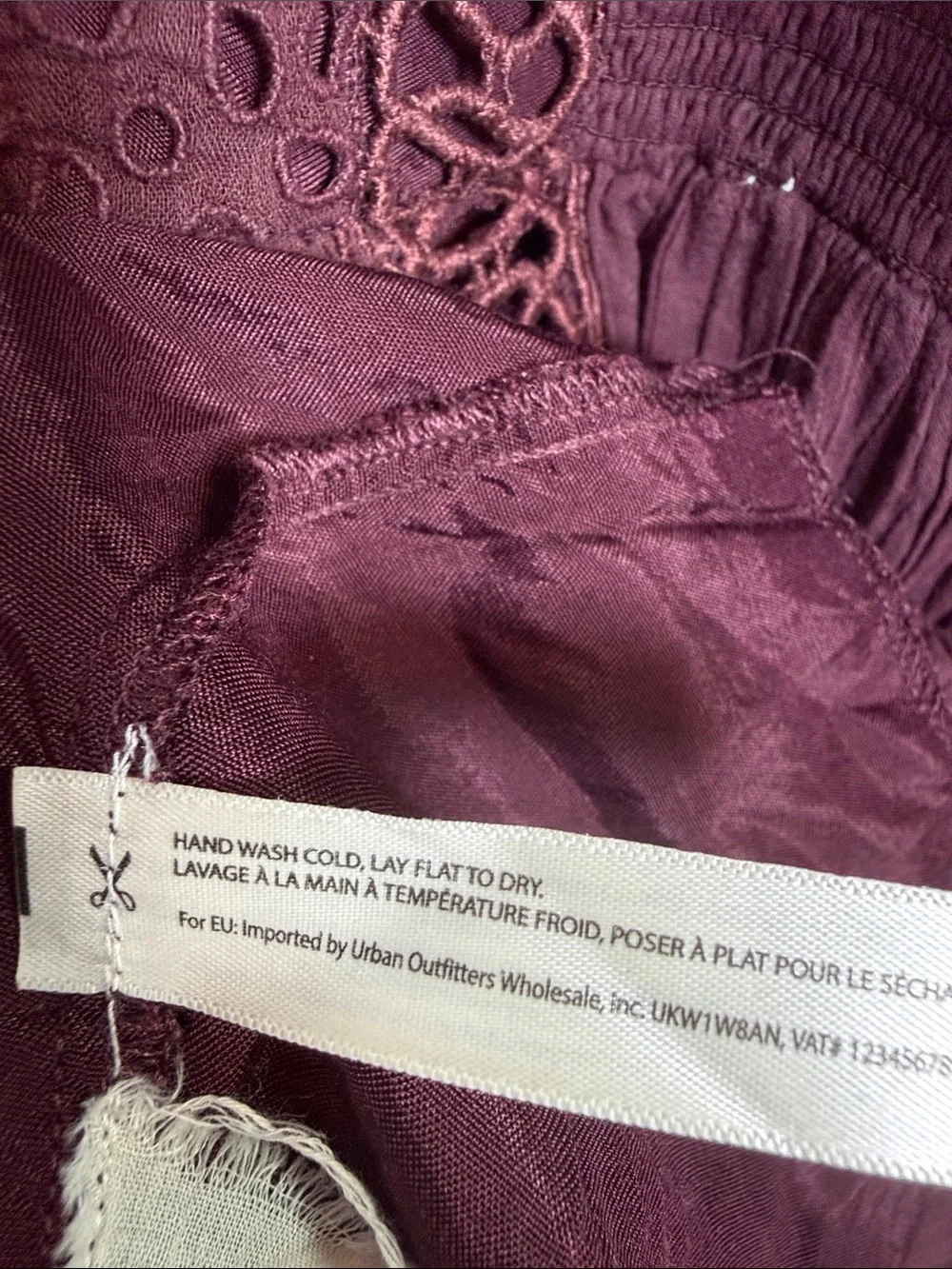 Free People One Karma Eyelet Mini Dress In Burgundy W2413 Sz S - Picture 7 of 10